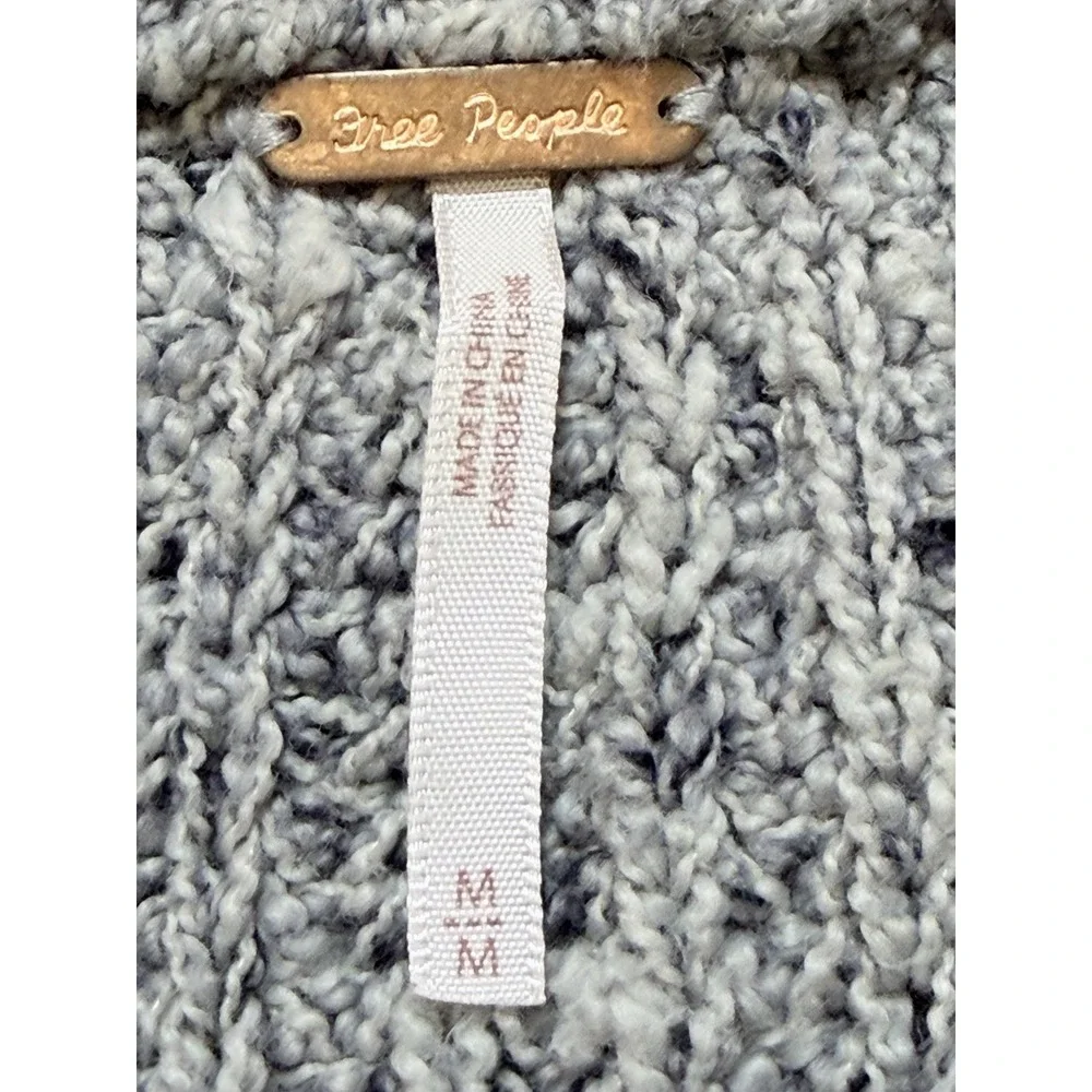 Free People On Your Side Gray Knit Cropped Long Sleeve Pullover Sweater M
